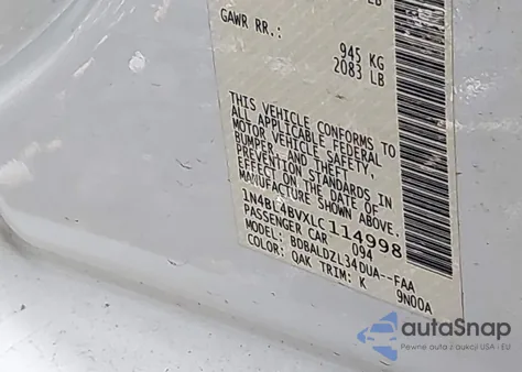 2020 Nissan Altima S Fwd from USA, damaged, VIN 1N4BL4BVXLC114998